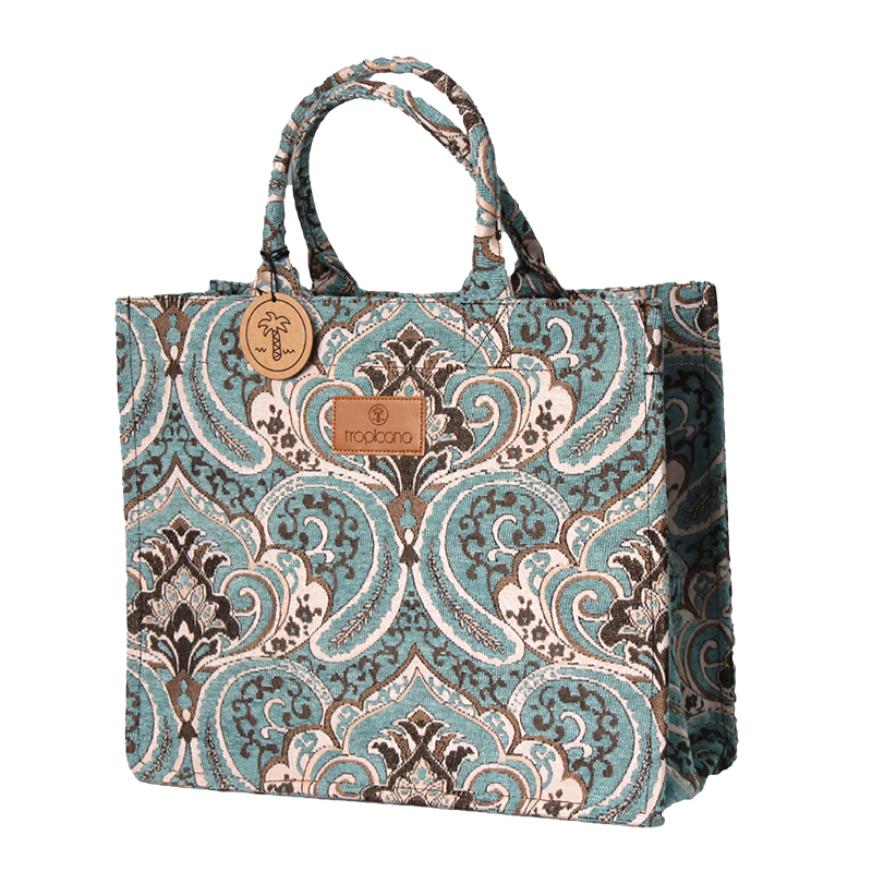 WOVEN EMBROIDERED TOTE BAG GREEN My Ladida Boutique