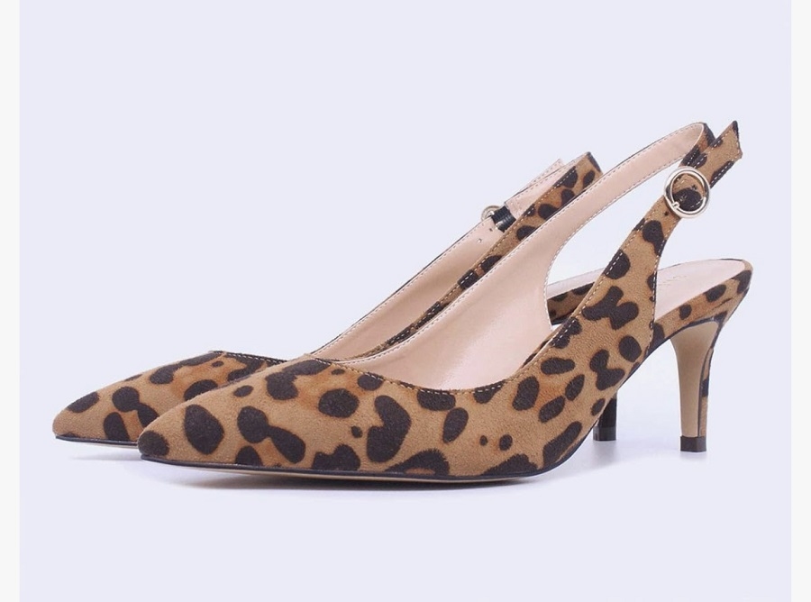 KITTEN HEEL SLINGBACK PUMPS LEOPARD PRINT My Ladida Boutique