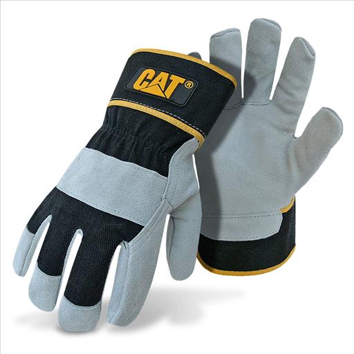 GLOVE CAT013201L GRAY SPLIT LEATHER PALM , INDEX FINGER AND FINGER TIPS , SAFETY CUFF , SIZE LARGE