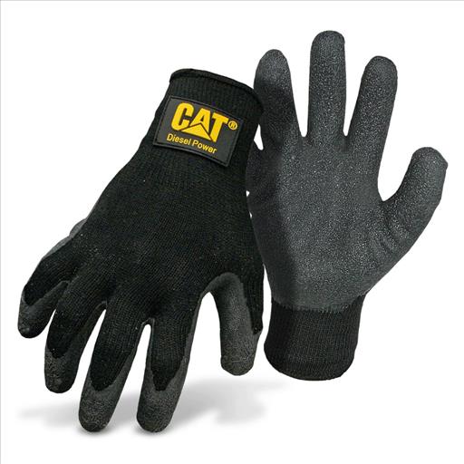 GLOVE CAT017400L BREATHABLE POLY/COTTON W/LATEX PALM AND FINGERS , CAT DISEL LOGO , SIZE LARGE