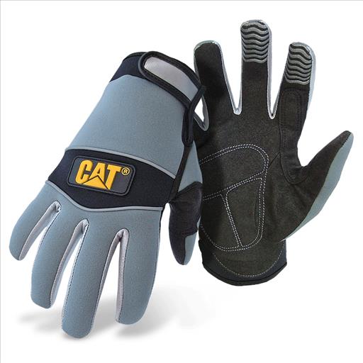 GLOVE CAT012213J SYNTH. LEATHER PADDED PALM W/NEOPRENE BACK , SILICON FINGER TIPS , W/FOURCHETTES