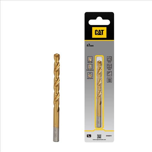 CAT DA02011 HSS Drill bit 7mm x 109mm Pack1 WOOD , STEEL , PVC , DIN338