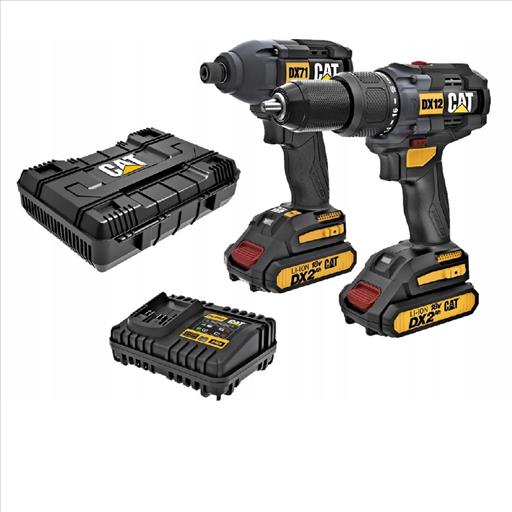 CAT DX12K 18V 2in1 Combo Kit DX12Hammer Drill DX71 Impact Driver+2pc 2.0Ah battery+1pc 4A Charger