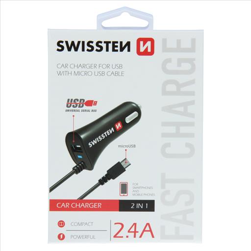 SWISSTEN CAR CHARGER MICRO + USB 2.4A