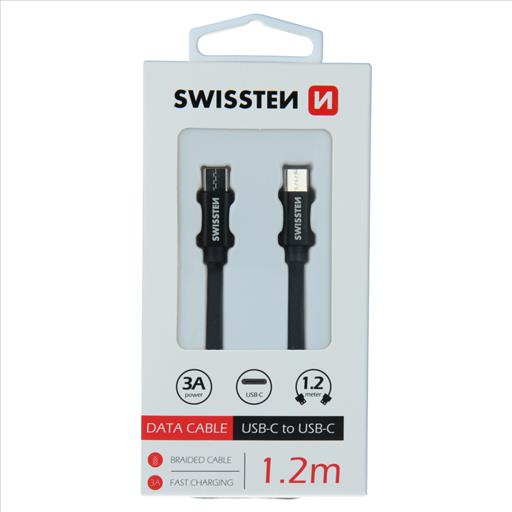 SWISSTEN BRAI. USB-C TO USB-C 1.2M 3A BK