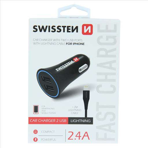 SWISSTEN CAR CHARGER LIGHTING + USB 2.4A