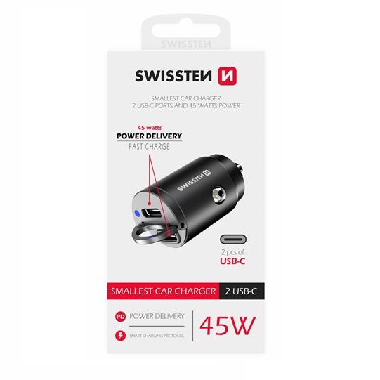 SWISSTEN CAR CHARGER 3A  2 X USB-C 45W