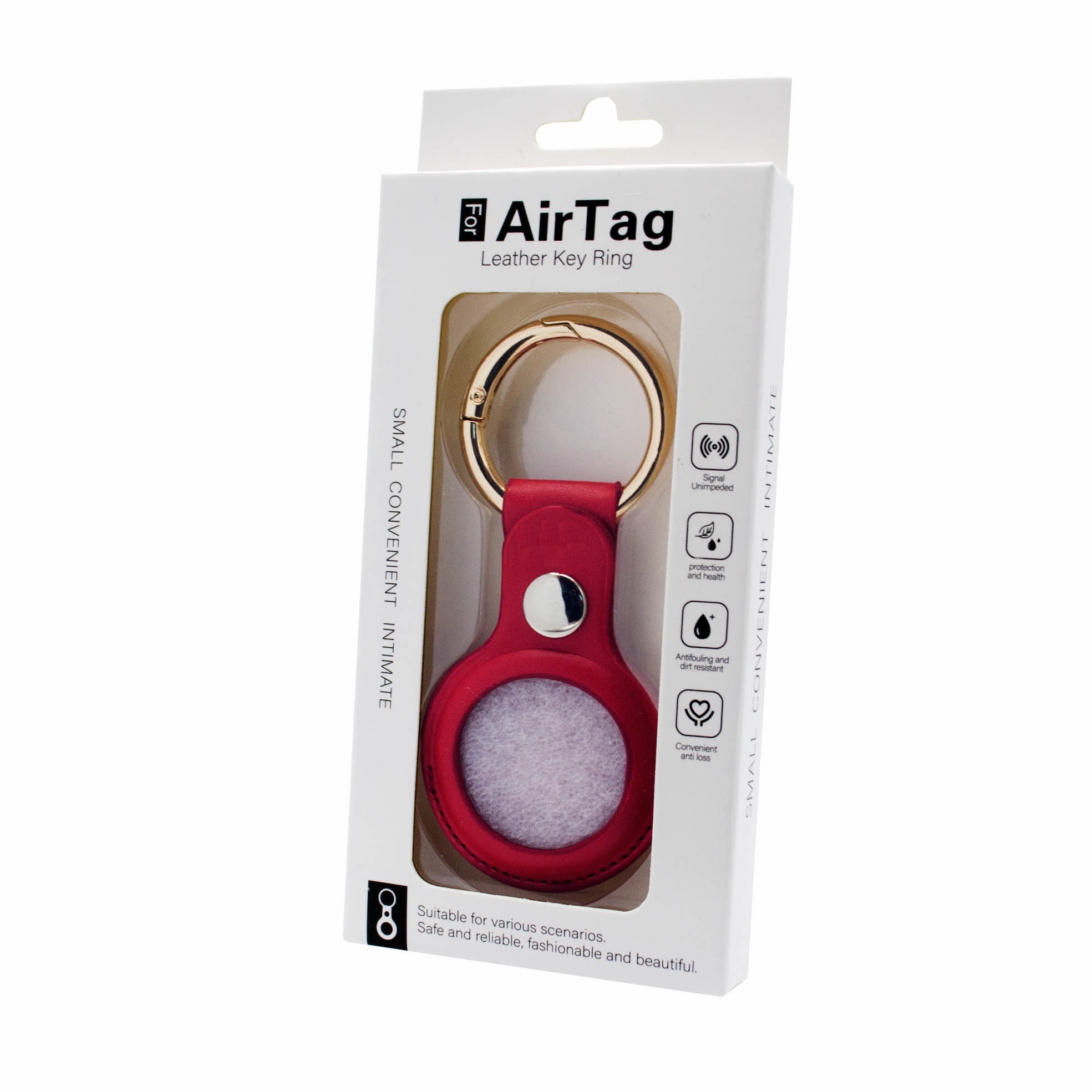 AirTag LEATHER KEY RING RED