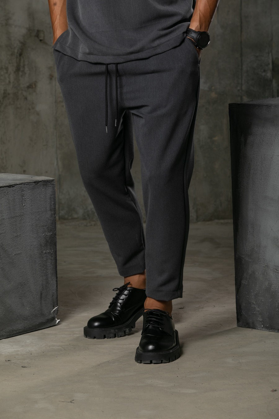 HENRY COMFORT TEXTURED TROUSERS - MORK