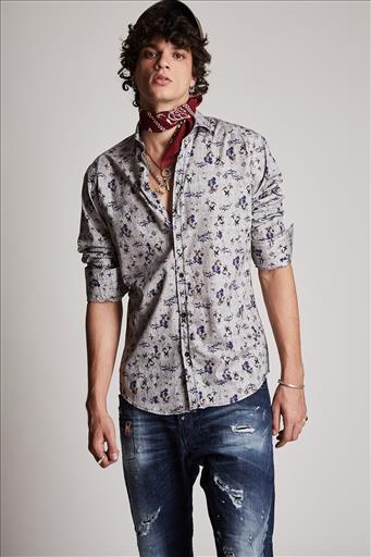 STEFAN FLORAL PRINT TEXTURED SHIRT