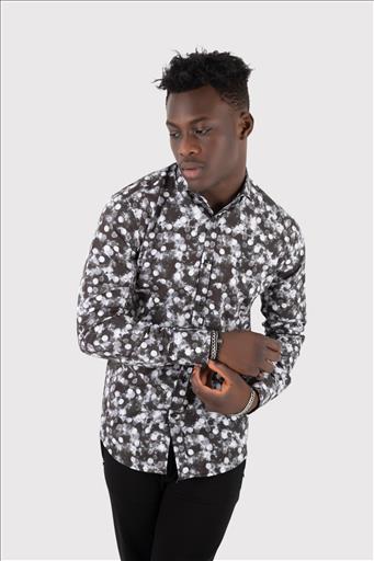 STEFAN ABSTRACT PRINT TEXTURED SHIRT