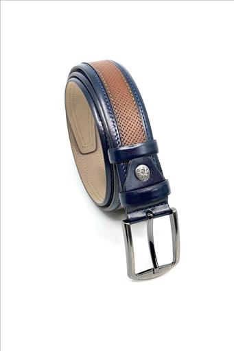 leather belt with matte gunmetal hardware