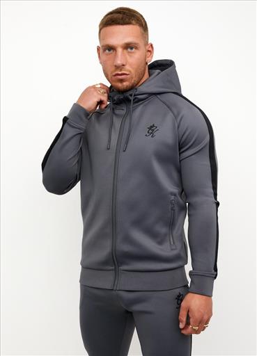 New Gym King Full Hooded Tracksuit Top & Bottoms Gym Wear Muscle Fit Steel  Grey