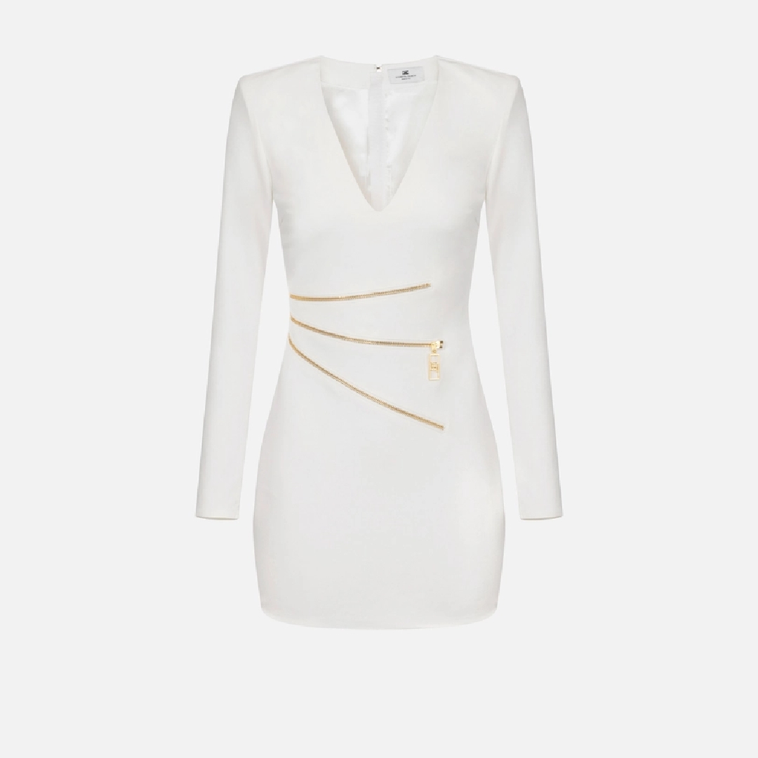 ELISABETTA FRANCHI, Mini-dress in crêpe fabric with zip