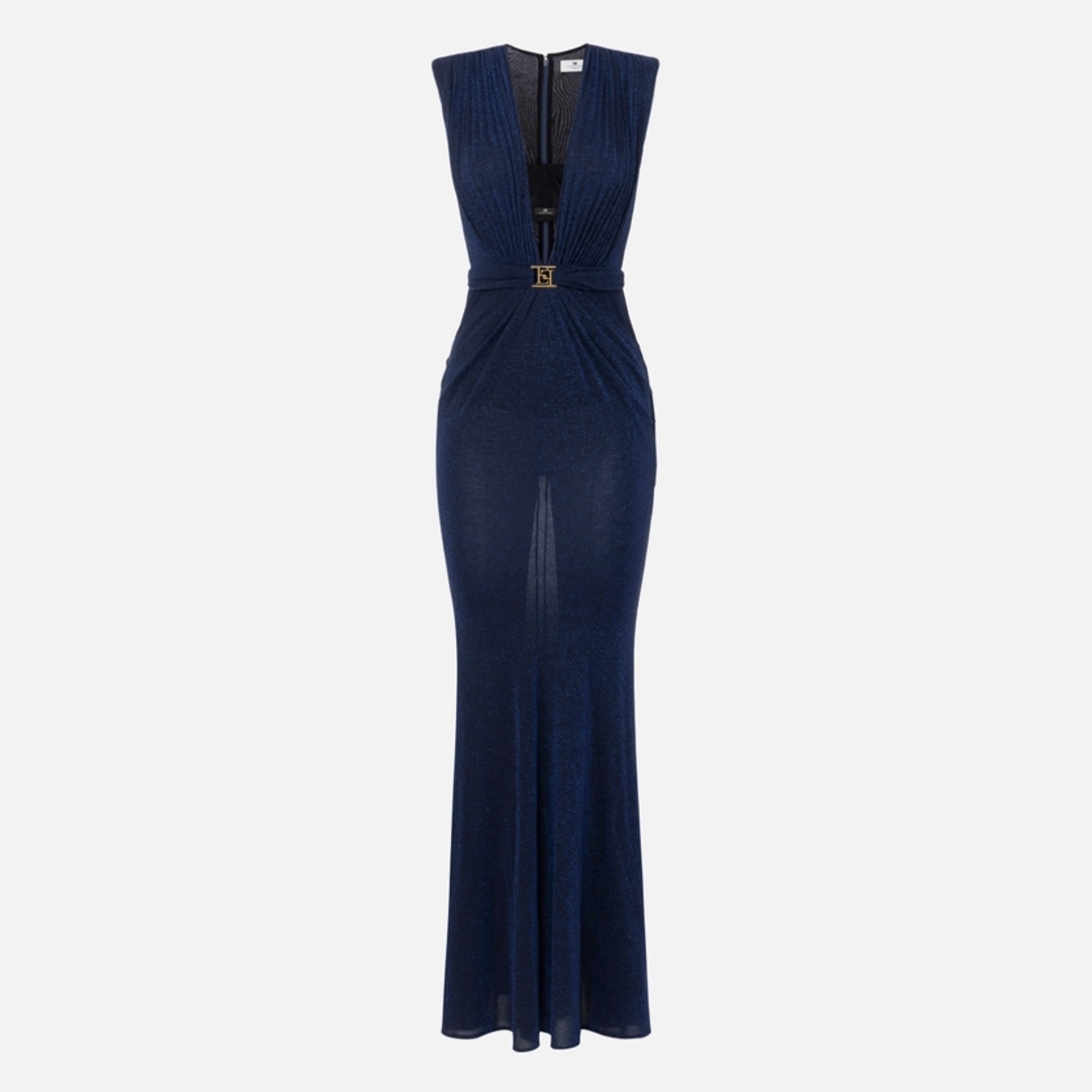 ELISABETTA FRANCHI, Red carpet dress in lurex jersey with bra