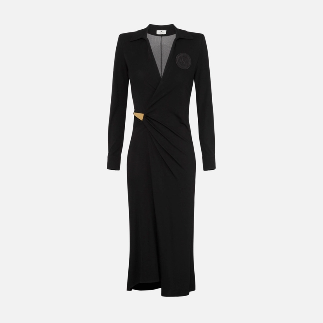 ELISABETTA FRANCHI, Jersey midi dress with side knot