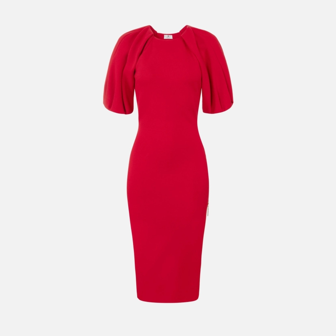 ELISABETTA FRANCHI, Viscose midi dress with zip detail