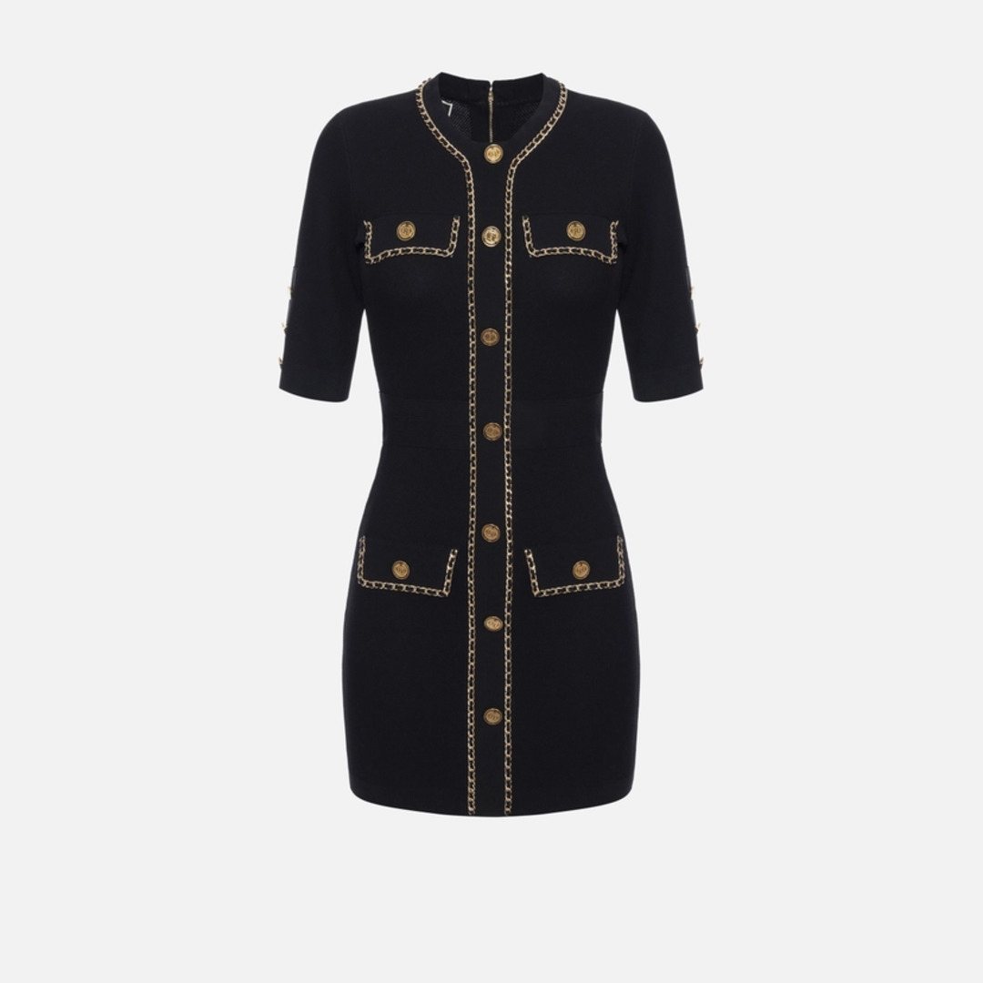 ELISABETTA FRANCHI, Viscose mini dress with chain