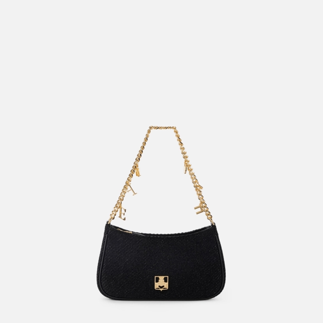 ELISABETTA FRANCHI, Fabric hobo bag with charms