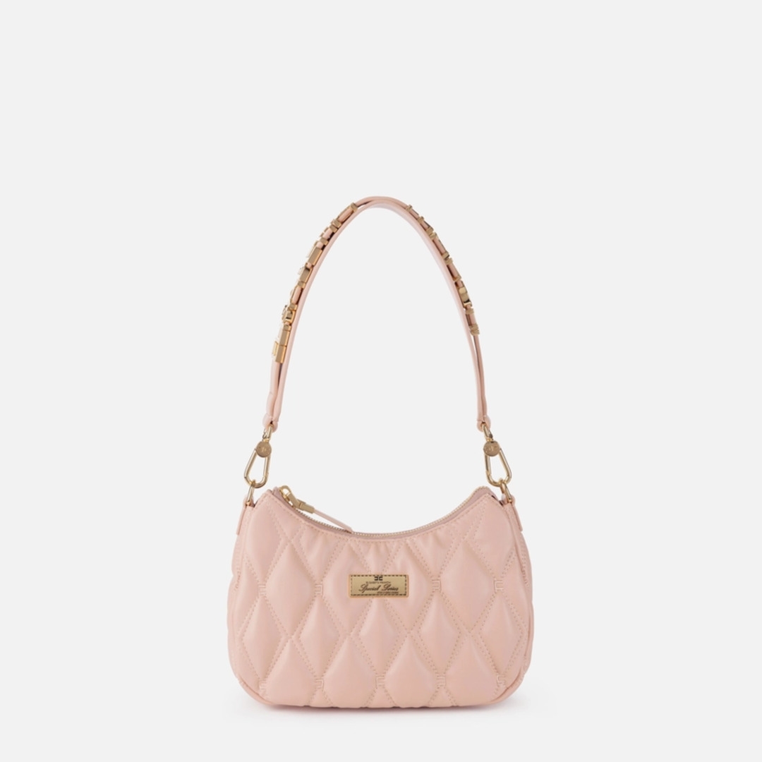 ELISABETTA FRANCHI, Embossed fabric hobo bag with lettering