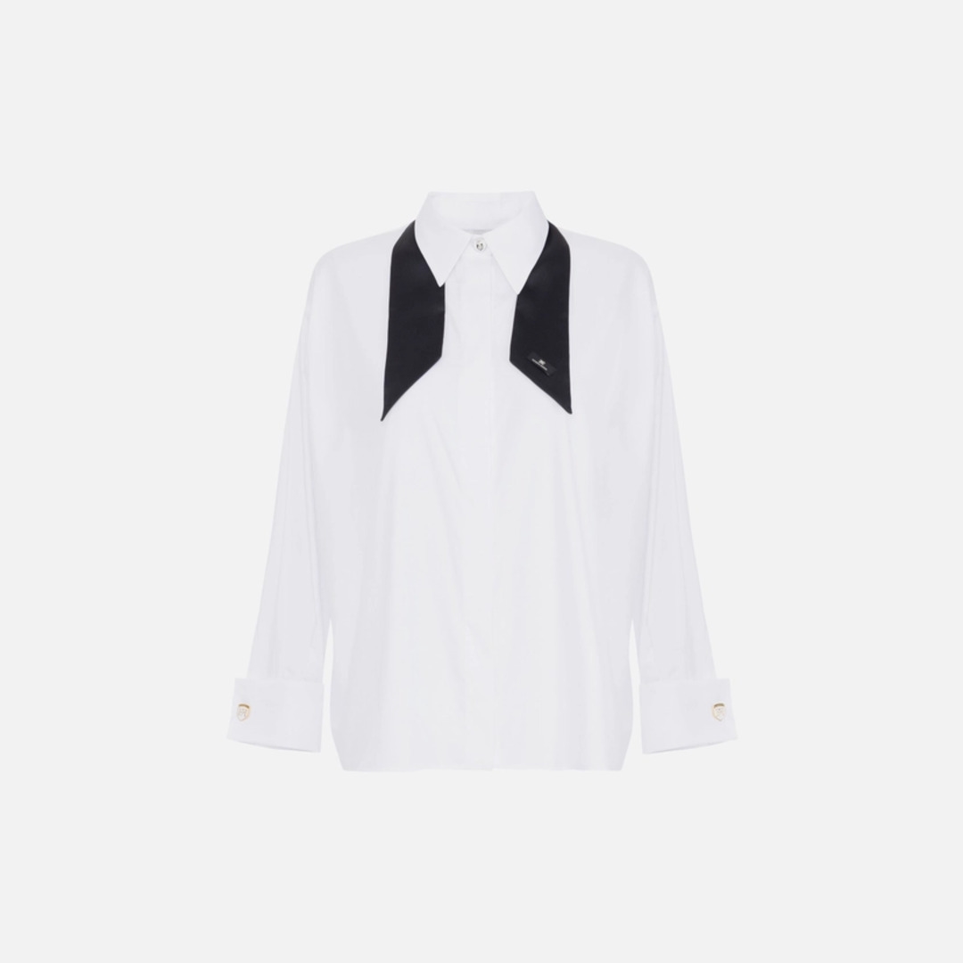 ELISABETTA FRANCHI, Poplin shirt with contrasting tie