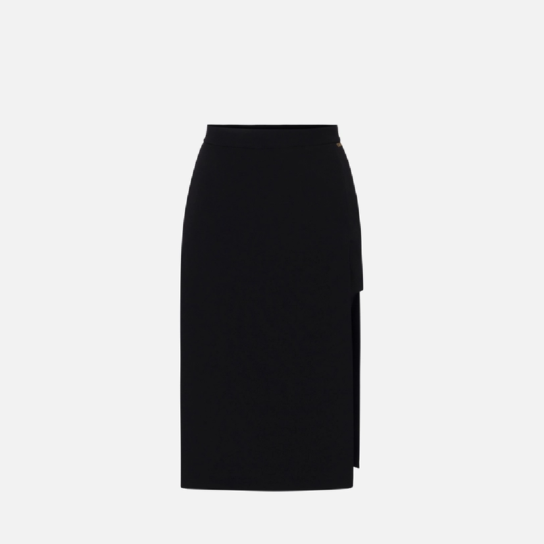 ELISABETTA FRANCHI, Midi skirt in stretch crêpe fabric with shorts