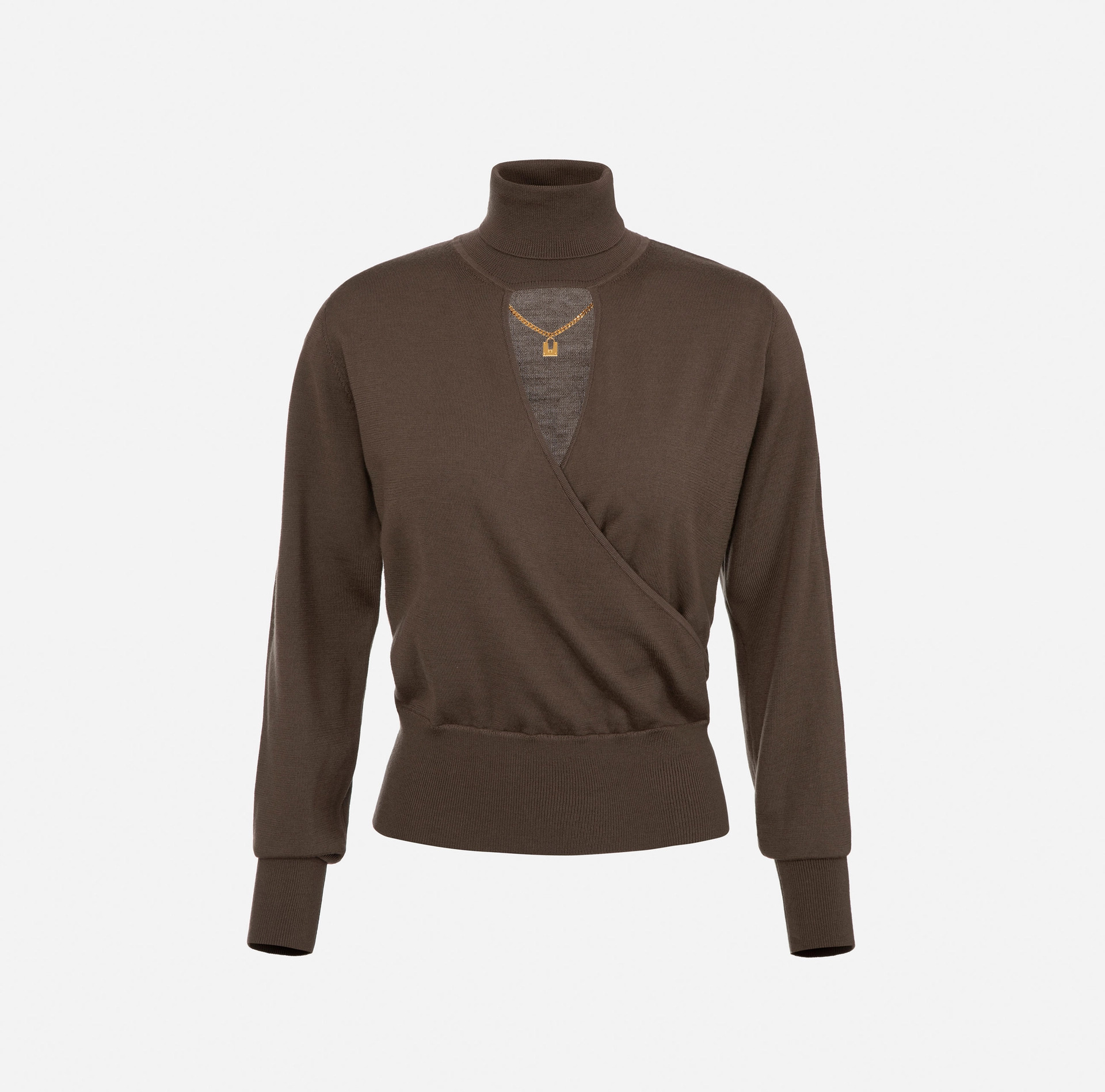 ELISABETTA FRANCHI, Wool Roll Neck Top With Cut-Out - Elma and Fred