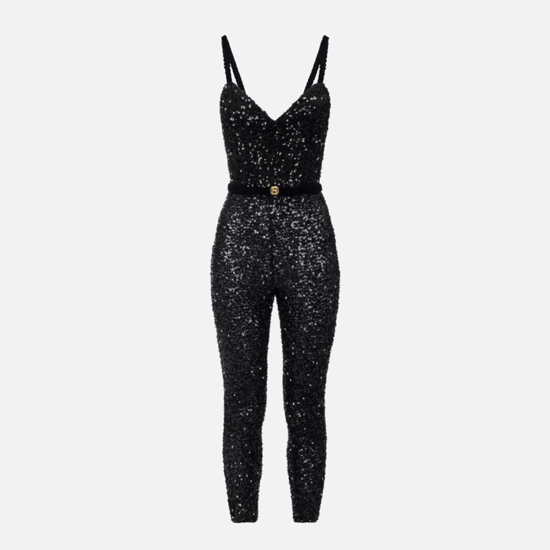 ELISABETTA FRANCHI, Sequin jumpsuit with belt