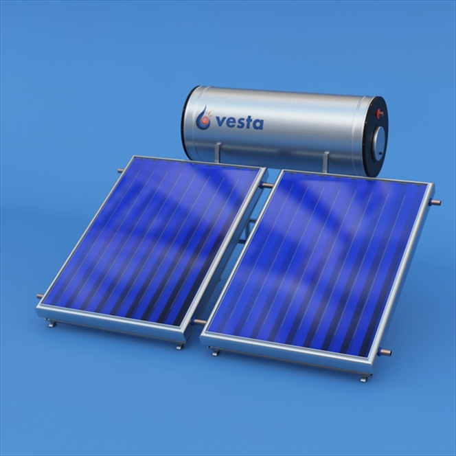 Solar System 200L High Pressure, two Solar Collectors 1.5, Support Stand and Installation kit