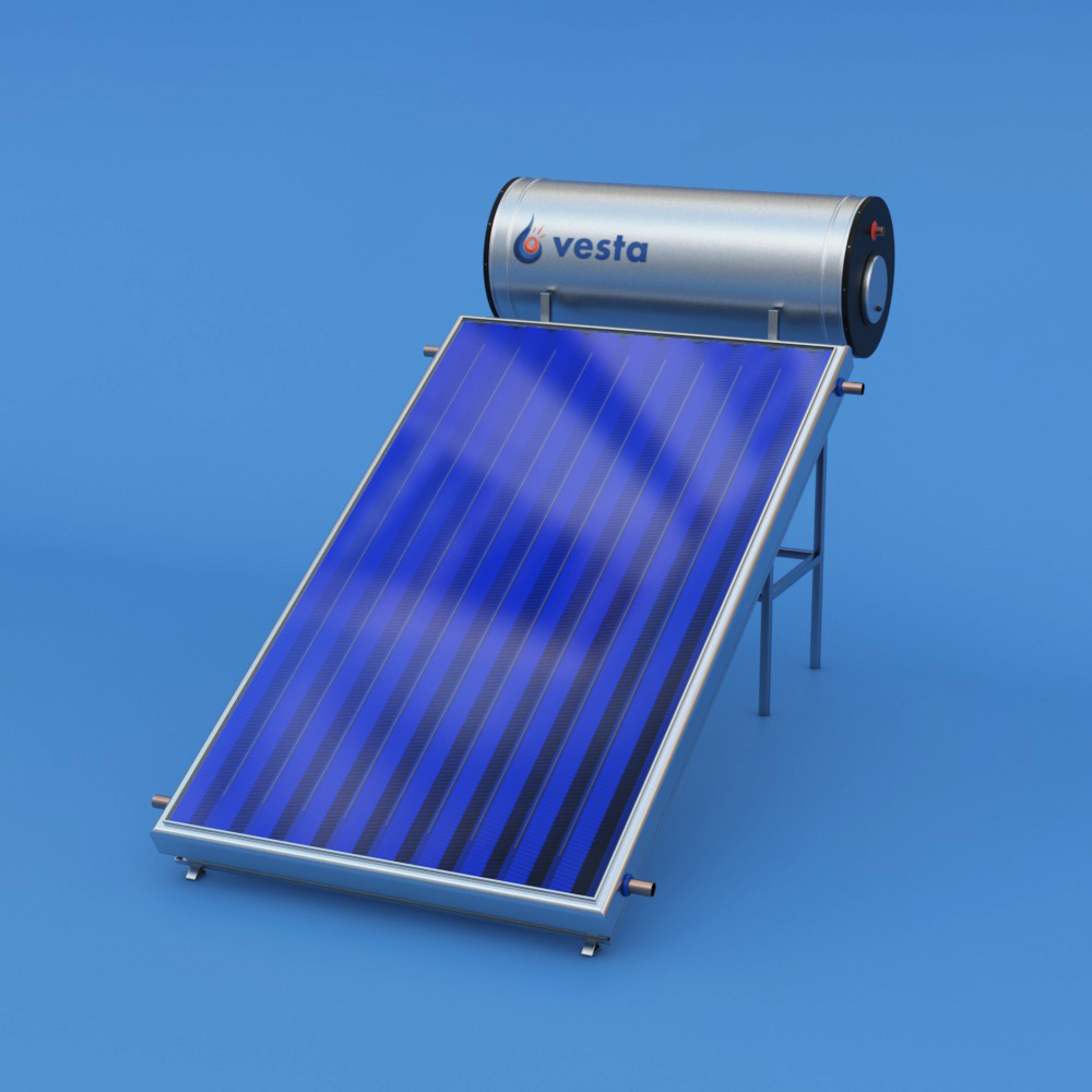 Solar System 100L High Pressure with 1 solar collector 1.5m2, support stand, installation kit