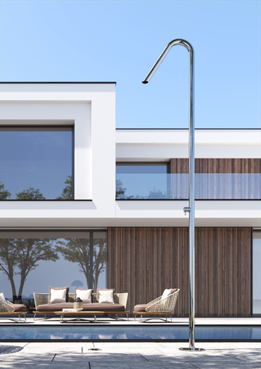 FONTEALTA TWIGGY Outdoor shower column, with mixer and aerated showerhead Polished Supermirror