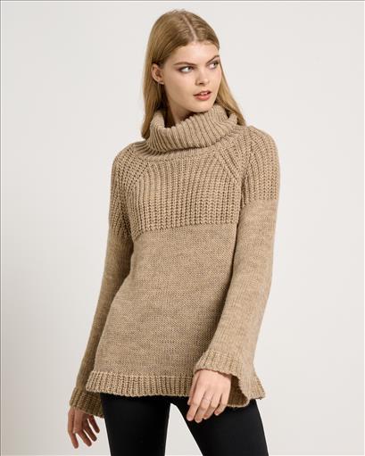 KNITTED HIGH NECK FLARE SLEEVE