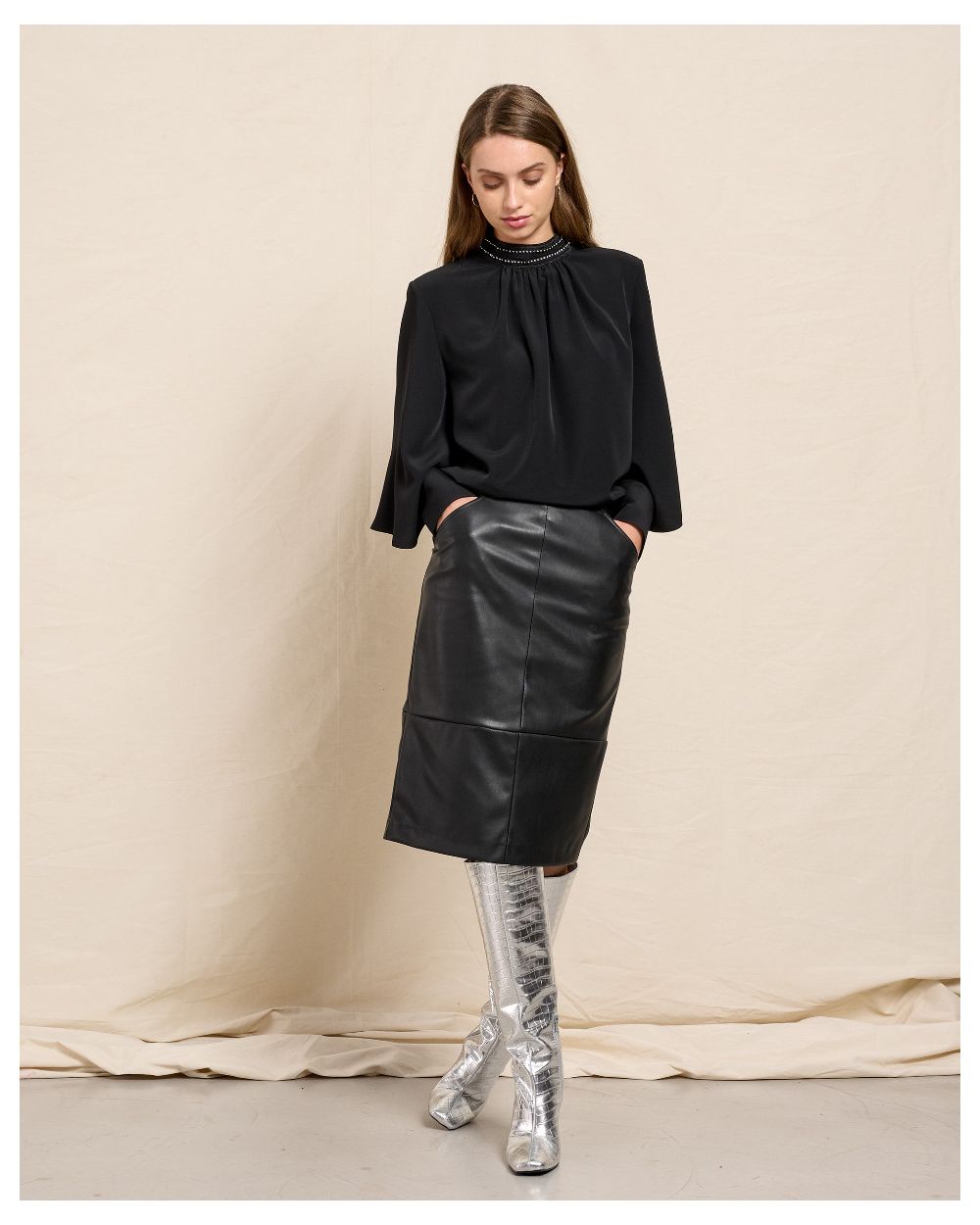 SKIRT ECO LEATHER PENCIL