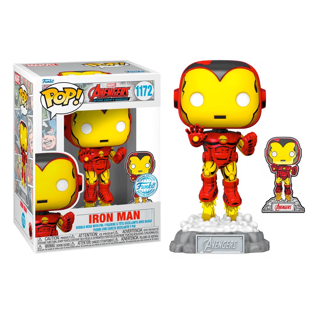 FUNKO POP! MARVEL: AVENGERS IRON MAN WITH PIN SPECIAL EDITION FIGURE ...