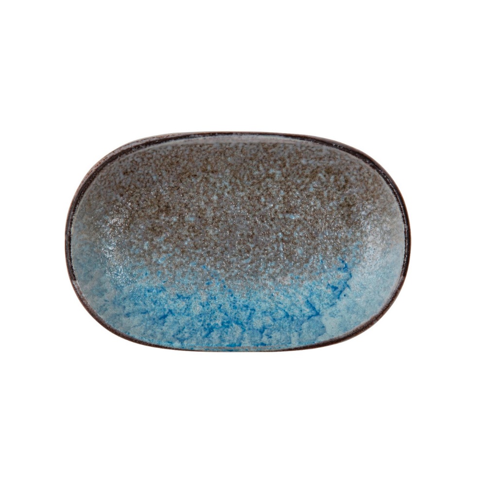 ID FINE – DELTA GREY/BLUE PORCELAIN OVAL PLATTER 33×21 CM