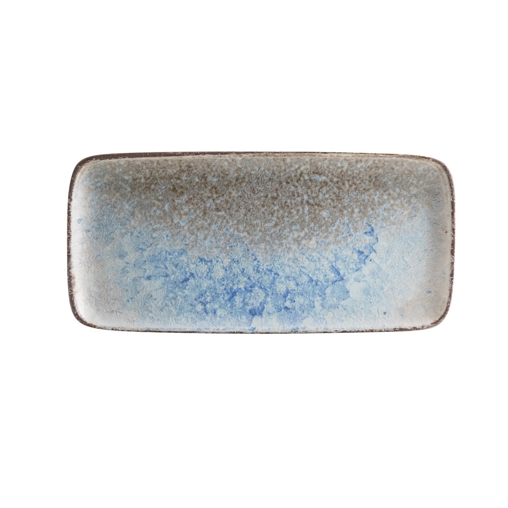 ID FINE – DELTA GREY/BLUE PORCELAIN RECTANGULAR PLATTER 30×11 CM