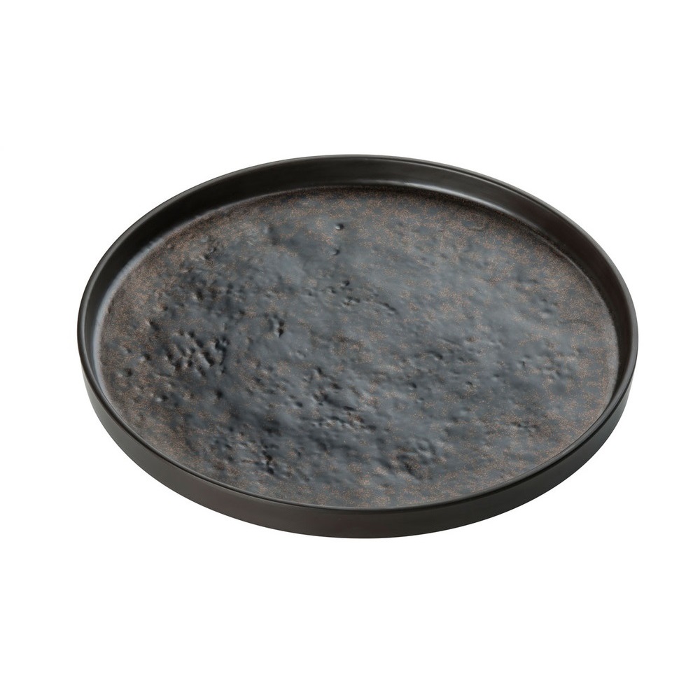 TC – LUNARA MELAMINE ROUND PLATTER NATURAL BLACK 35.5 CM