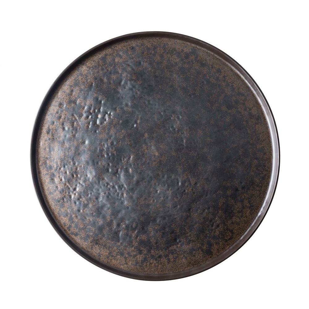 TC – LUNARA MELAMINE ROUND PLATTER NATURAL BLACK 40.5 CM