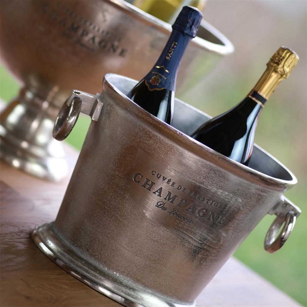 MEDRI – CHAMPAGNE BOTTLE BUCKET SAINT TROPEZ SILVER 32×26 CM