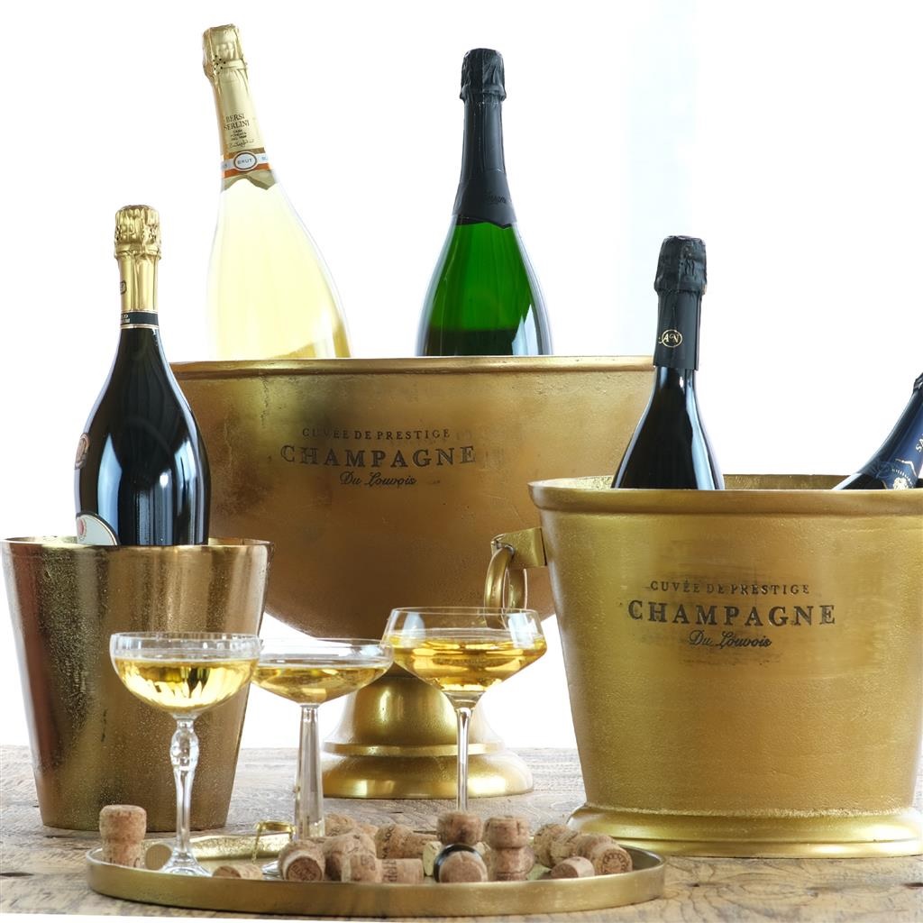 MEDRI – CHAMPAGNE BOTTLE BUCKET SAINT TROPEZ GOLD 32×26 CM