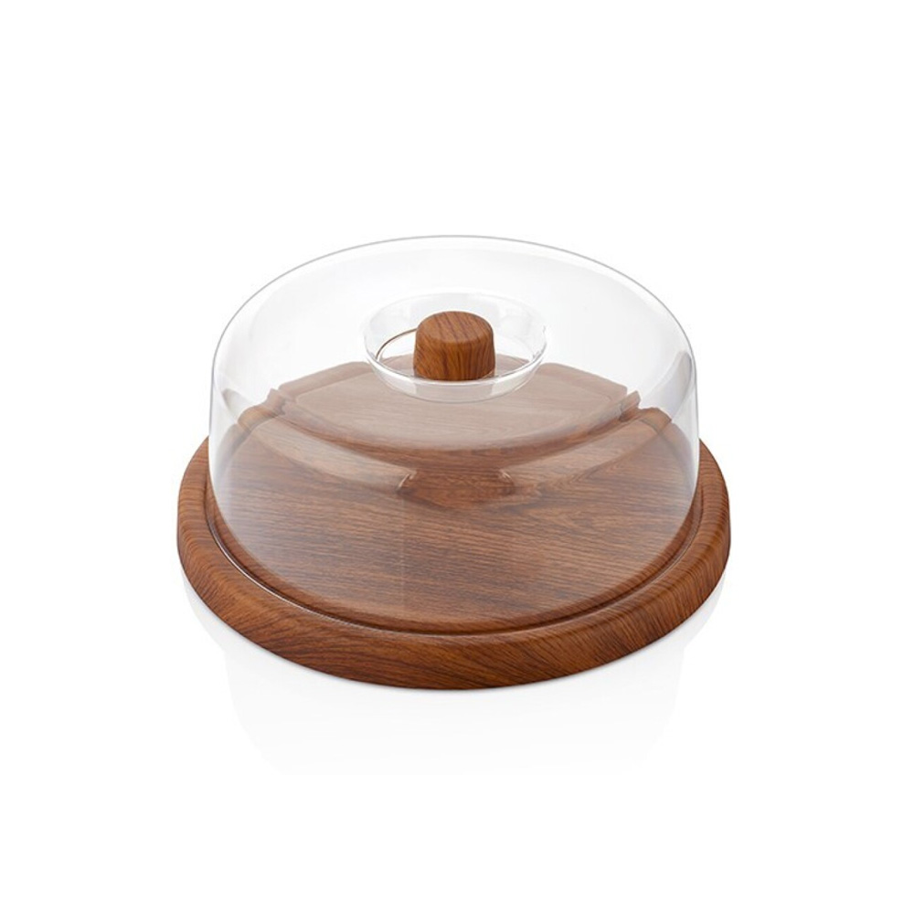 COK – CAKE TRAY WITH CLEAR TOP MELAMINE WOODEN BASE 31 CM