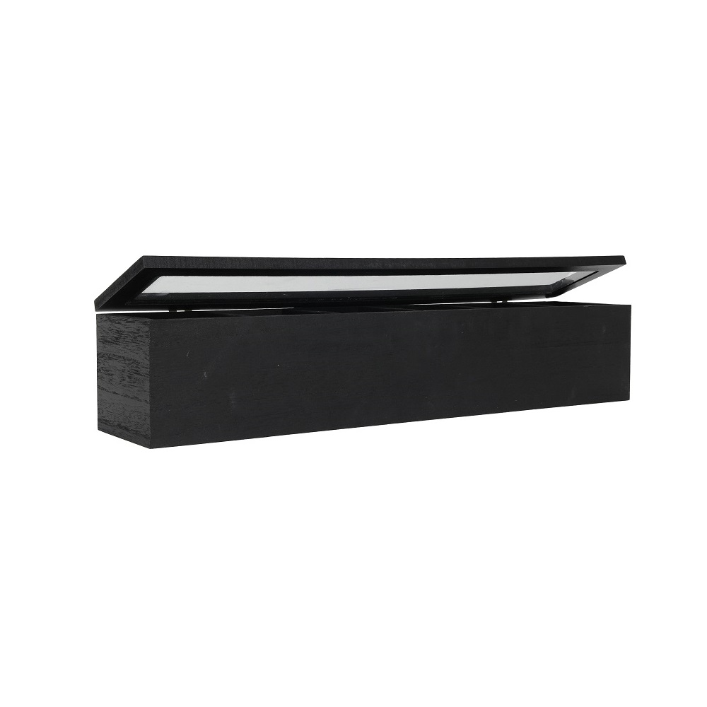 HIT – TEA BOX WOODEN BLACK WITH 6 SEPARATORS 43 x 9 x 9 CM