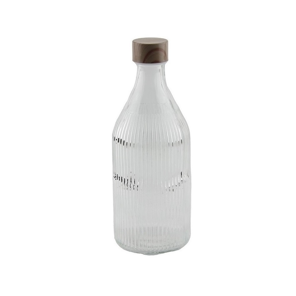 MARVA – RIBBED OPTIC WATER BOTTLE WITH WOODEN LID 1.1 L