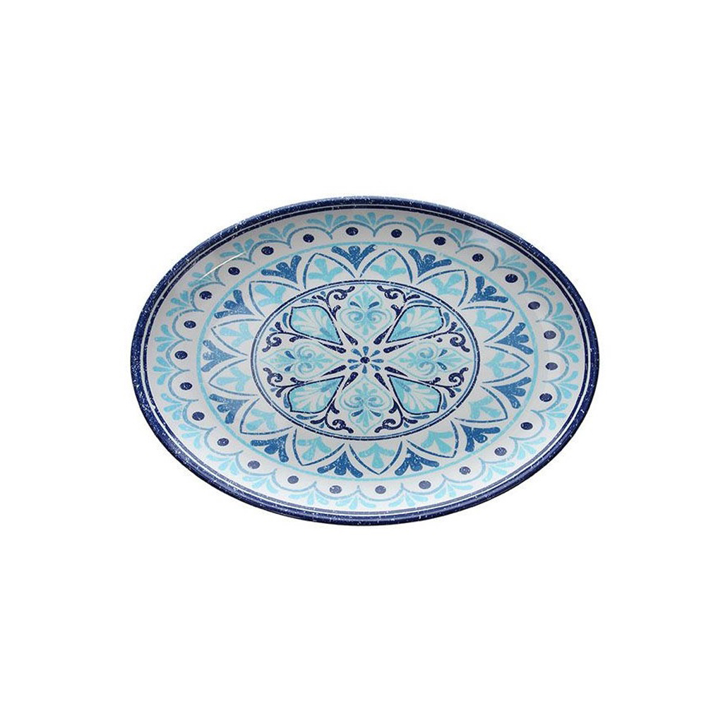 TOGNANA – MELAMINE OVAL TRAY 35.5×25.5 CM WHITE/BLUE FLOWER