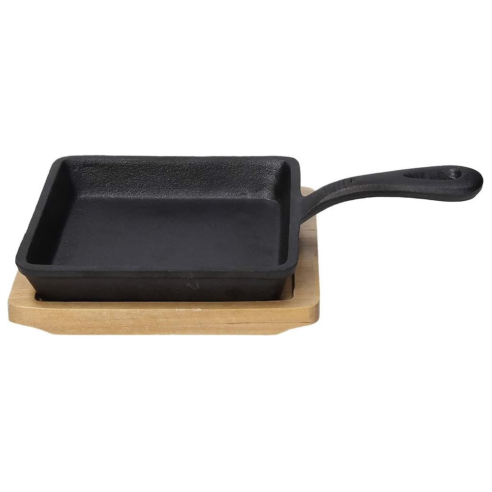 TOGNANA – CAST IRON SQUARE PAN 14 CM WITH WOOD BASE