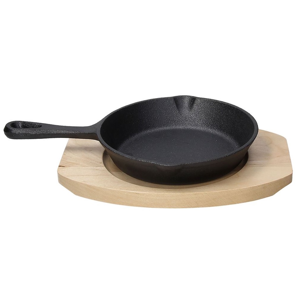 TOGNANA – CAST IRON PAN 15 CM WITH WOOD BASE SET