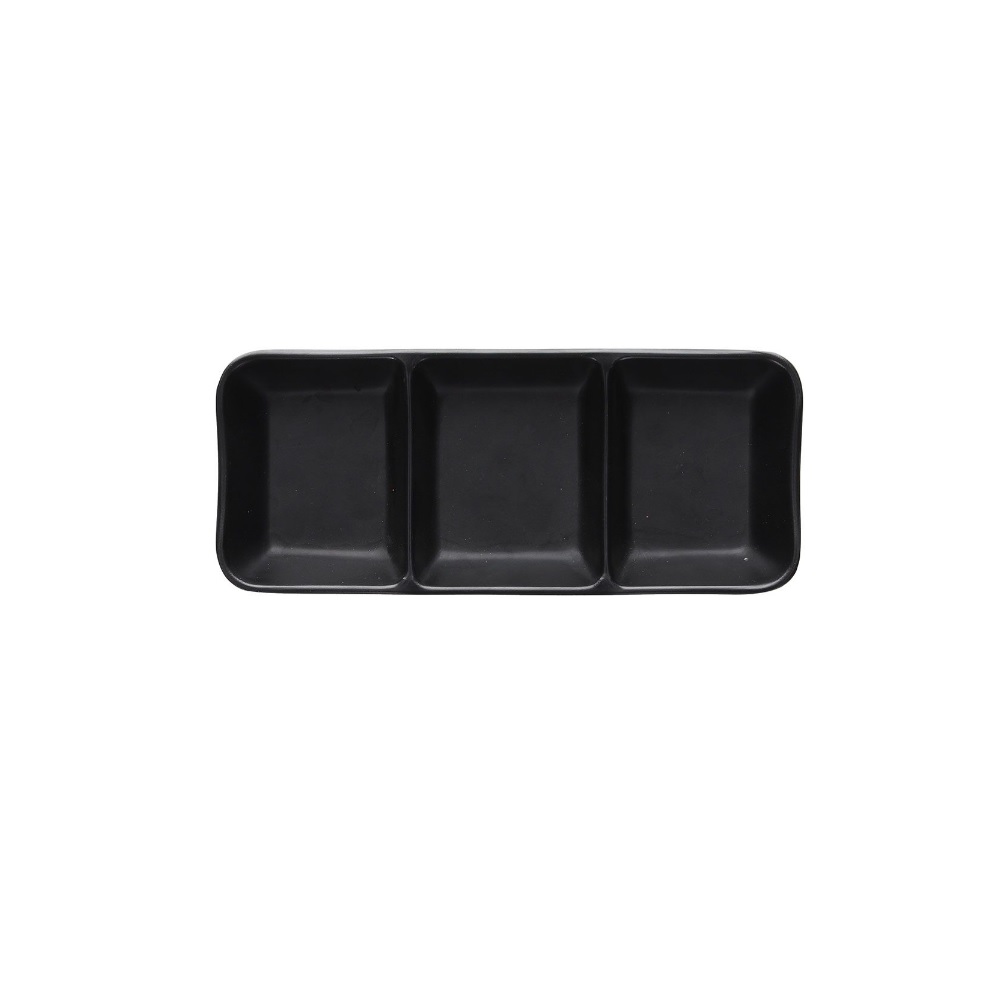 TOGNANA – MELAMINE BLACK RECTANGULAR 3 COMPARTMENT PLATE 19.5 x 3.8 CM S0934M60NER