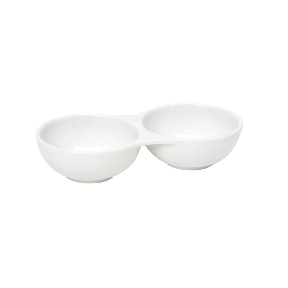 ESPIEL – DIVIDED DOUBLE BOWL WHITE 14 CM