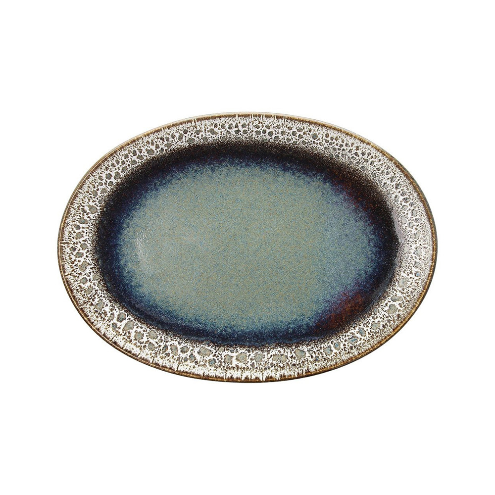 TOGNANA – BLOOM BLUE AND BROWN OVAL PLATE 30 CM