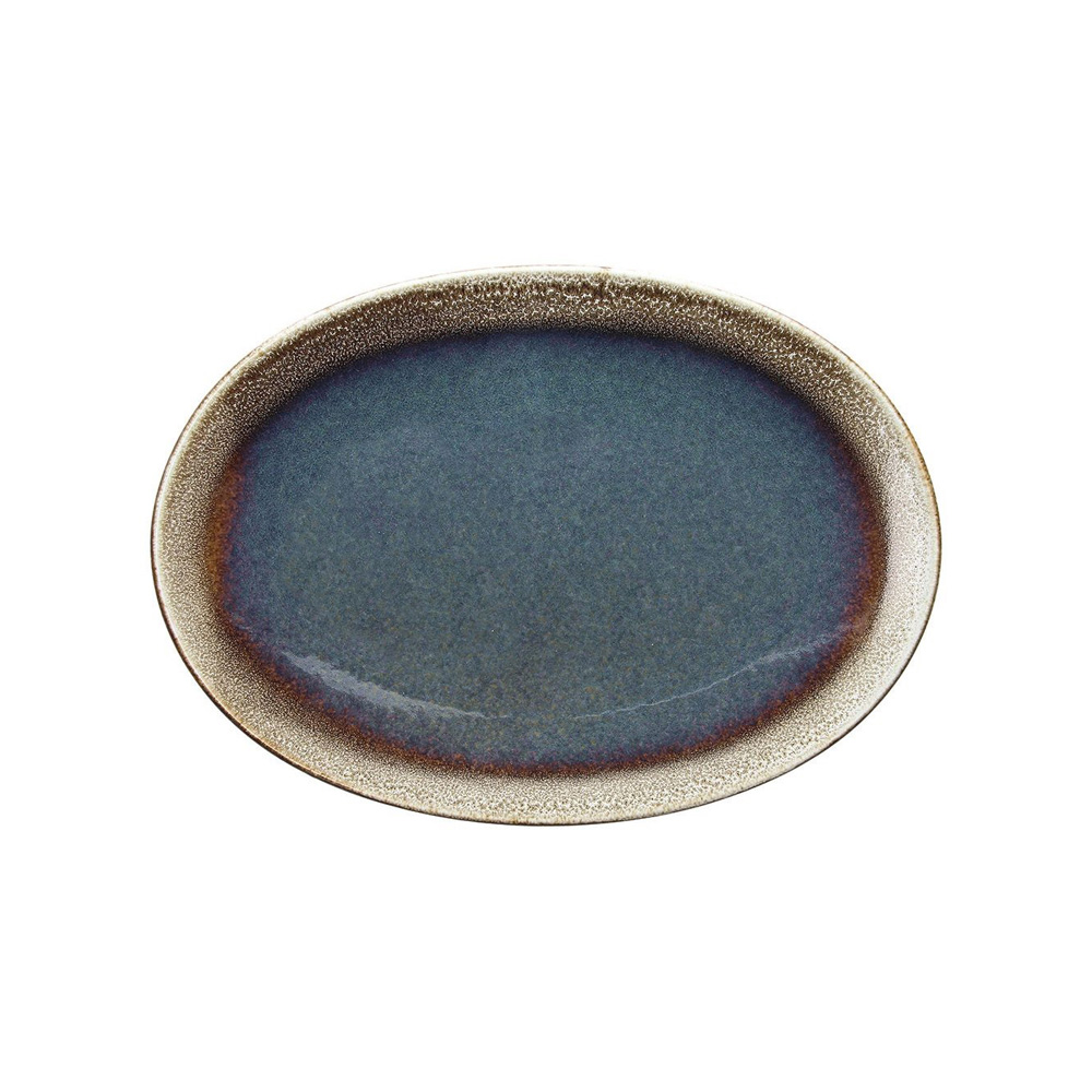 TOGNANA – BLOOM BLUE AND BROWN OVAL PLATE 36 CM